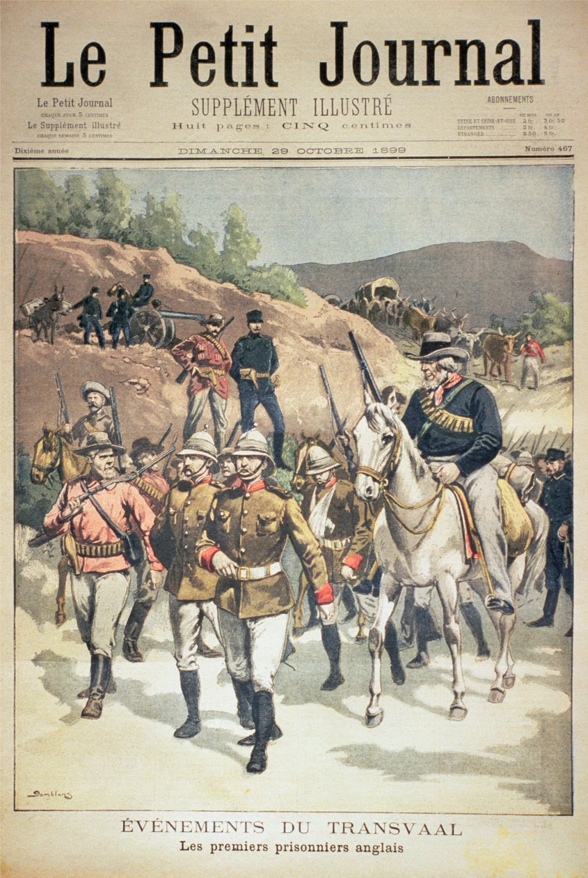 Eventos en el Transvaal: los primeros prisioneros ingleses, portada de Le Petit Journal, 29 de octubre de 1899 de Eugene Damblans