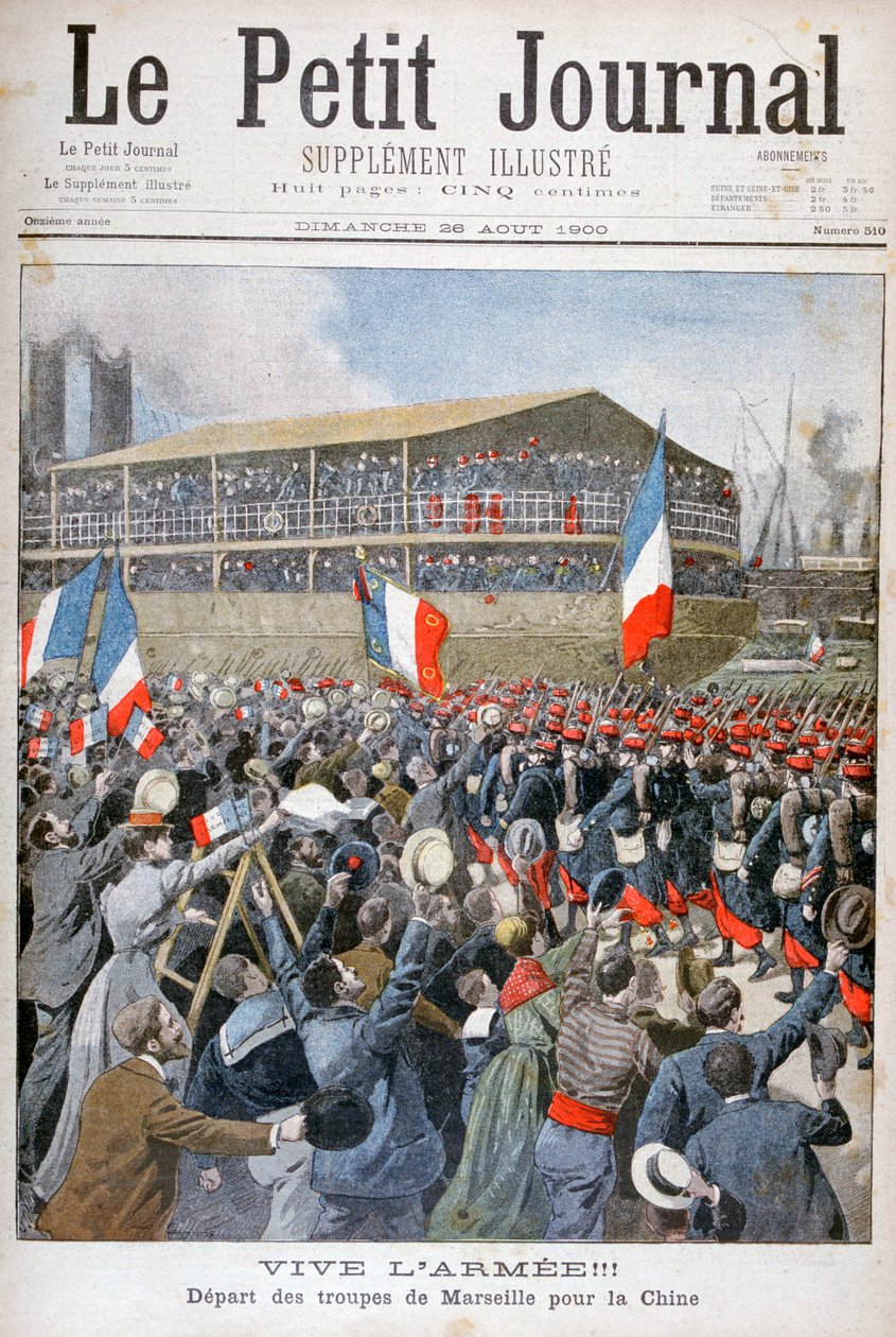 Tropas francesas embarcando hacia China, 1900 de Eugene Damblans