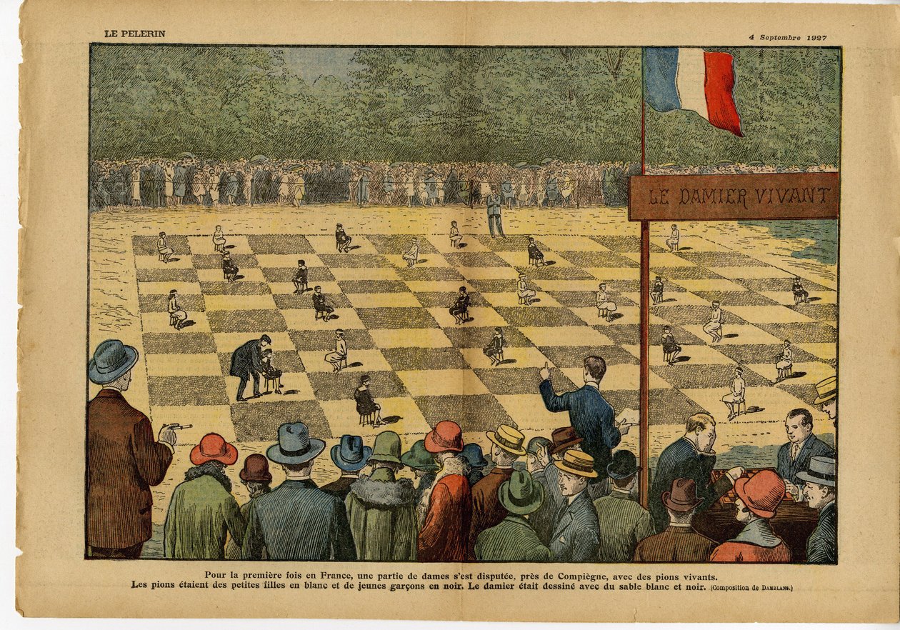 Por primera vez en Francia, un juego de damas... Tablero de damas en vivo de Eugene Damblans