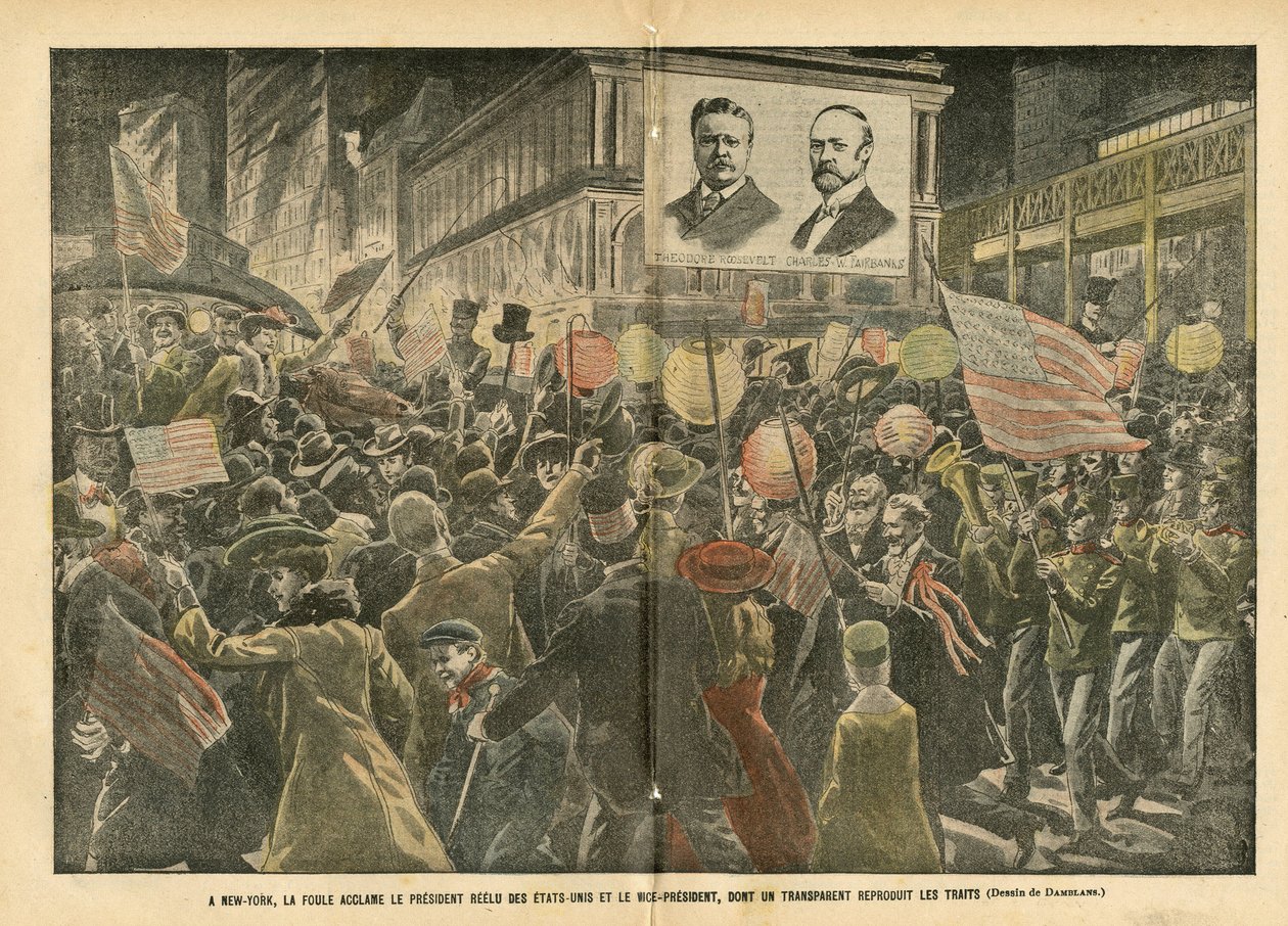 En Nueva York, la multitud aclama al presidente reelegido de los Estados Unidos y al vicepresidente de Eugene Damblans