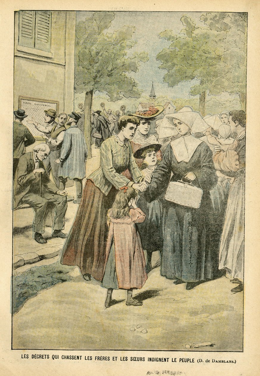 Ilustración de Eugene Damblans en Le Pelerin, 24/07/04 - Decretos que expulsan a hermanos y hermanas indignan al pueblo de Eugene Damblans