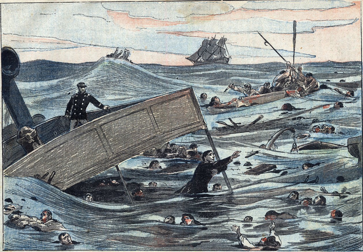 Hundimiento del barco “Burgundy”, hundido por un velero inglés. de Eugene Damblans