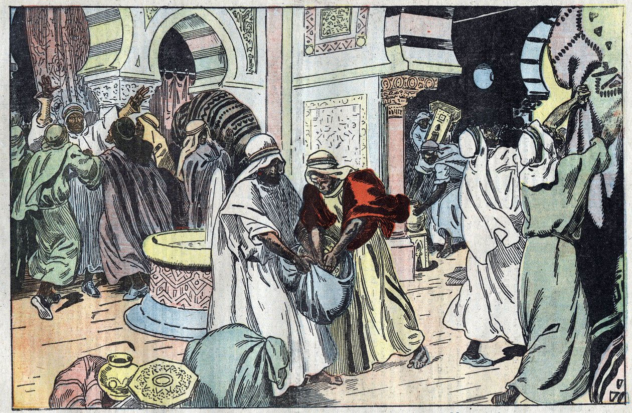 Los wahabitas, después de tomar La Meca, saquearon el palacio del rey Hussein. Ilustración de Damblans. En “Le Pèlerin” del 2 de noviembre. de Eugene Damblans