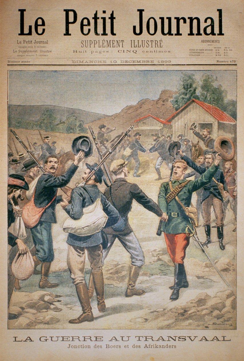 La guerra en el Transvaal: unión de los bóers y los afrikáners, portada de Le Petit Journal, 10 de diciembre de 1899 de Eugene Damblans
