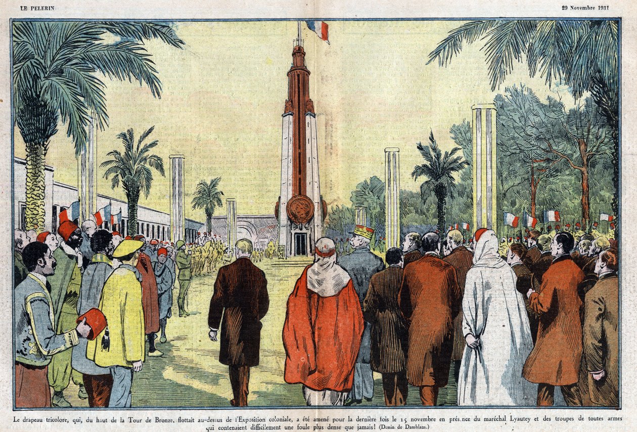 La bandera tricolor, que ondeaba desde la cima de la Torre de Bronce sobre la Exposición Colonial, fue bajada por última vez el 15 de noviembre de Eugene Damblans