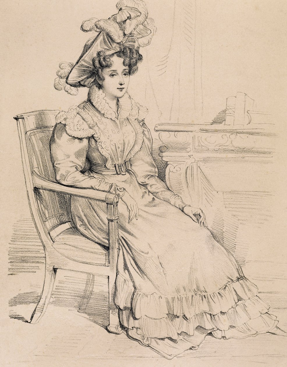 Retrato de Harriet Smithson, actriz irlandesa y primera esposa del compositor francés Hector Berlioz de Eugene Deveria