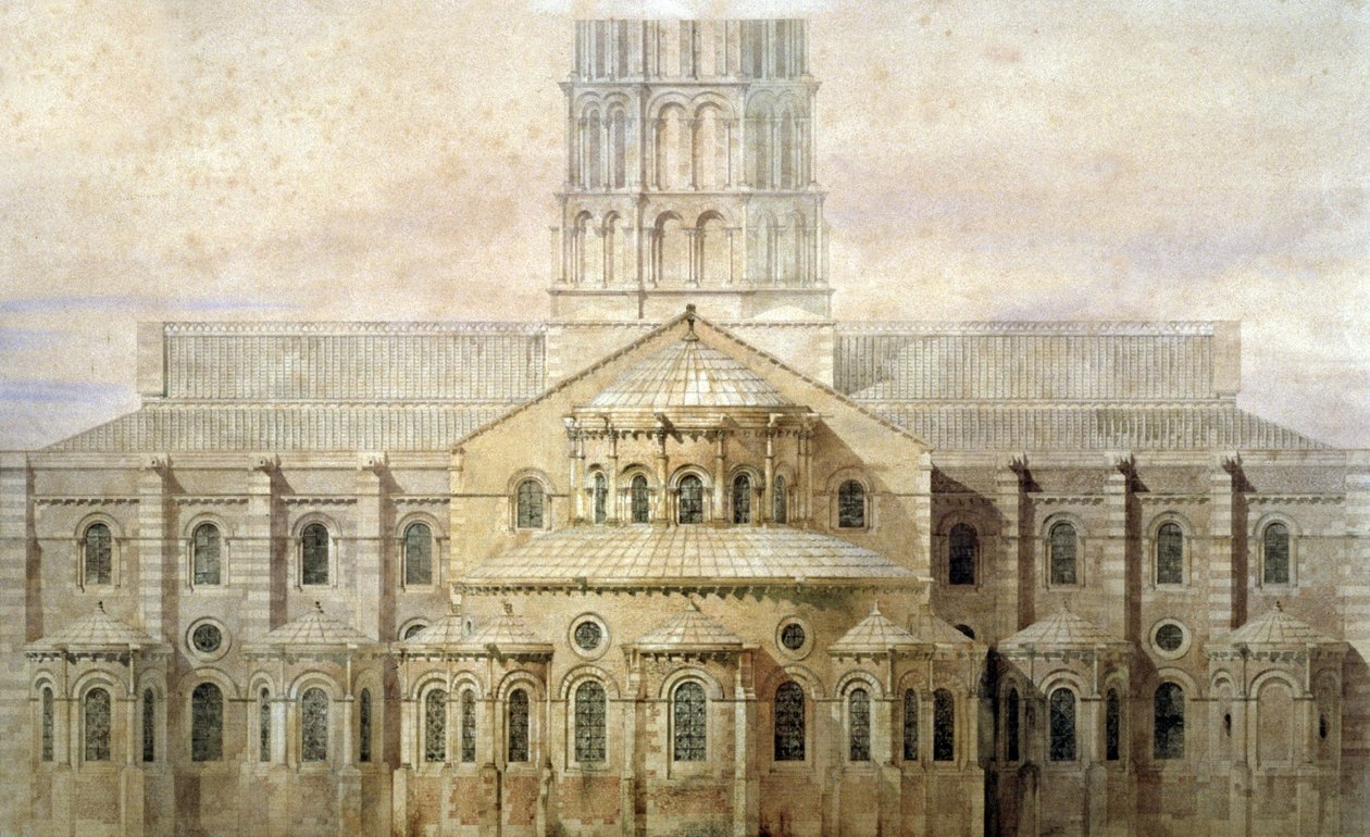 Basílica de Saint Sernin, ábside, Toulouse, hacia 1845 (ilustración) de Eugene Emmanuel (after) Viollet le Duc