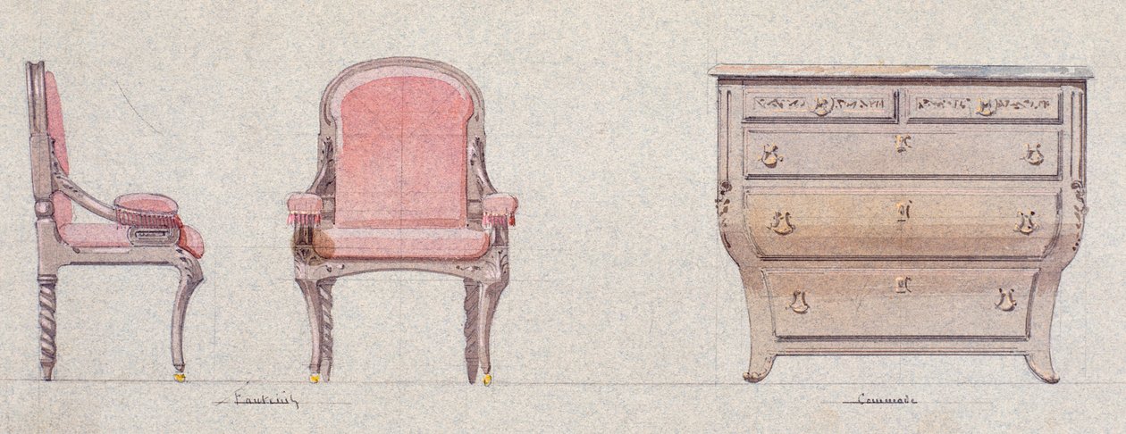 Sillón y cómoda para la Sala Dorada de Eugene Emmanuel Viollet le Duc