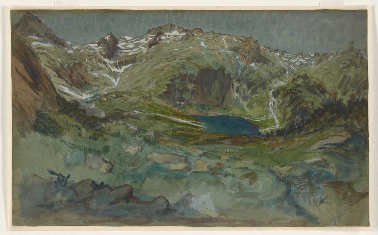 Vista del lago d’Espingo y el circo d’Espingo en los Pirineos de Eugene Emmanuel Viollet le Duc