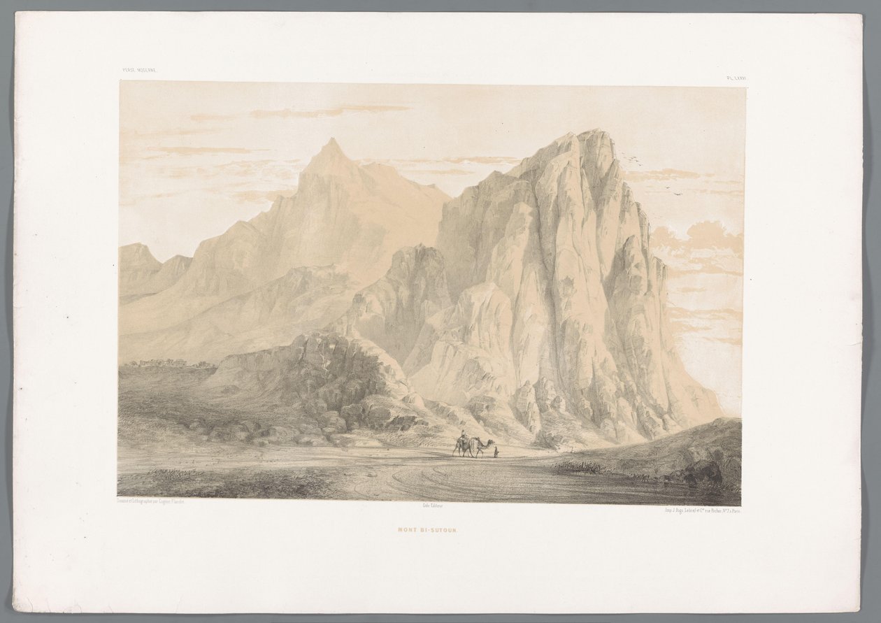 Berg Behistun en Irán
Mont Bi-Sutoun (título del objeto)
Perzische landschappen (título de la serie)
Perse moderne (título de la serie) de Eugene Flandin