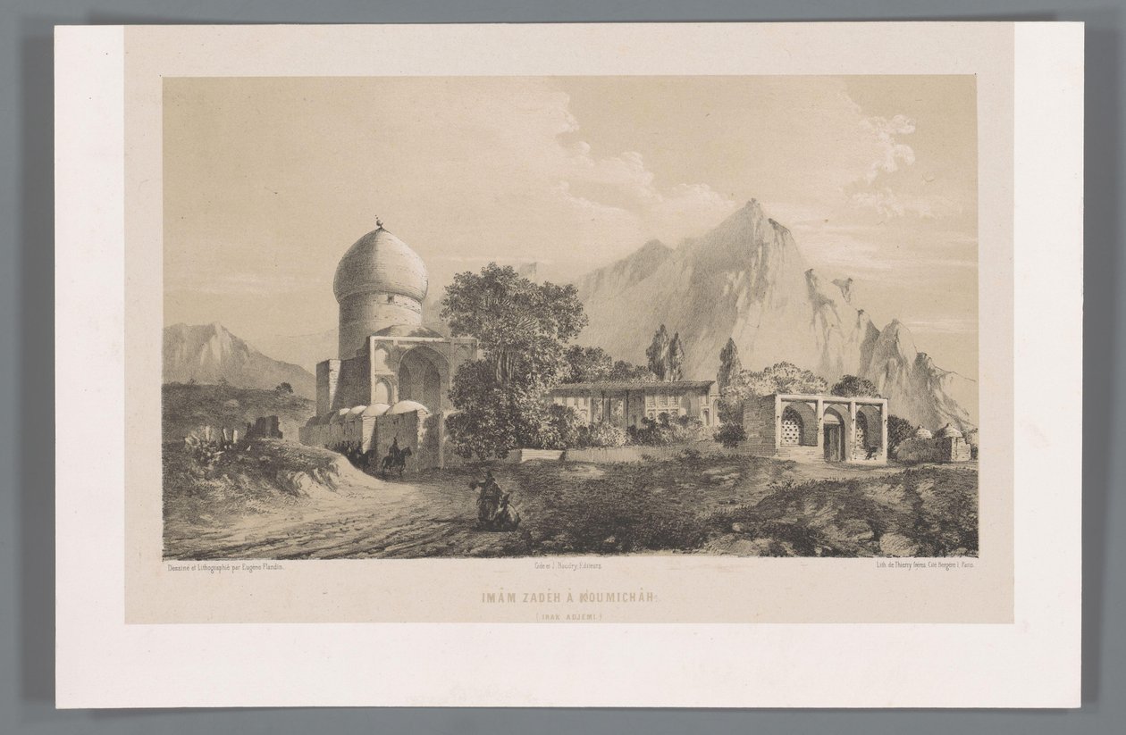 Vista de Imamzadeh Komijan en Iraq-i Ajam
Imâm Zadeh à Koumichâh (Iraq Adjemi) (título en el objeto)
Paisajes persas (título de la serie)
Perse moderne (título de la serie) de Eugene Flandin