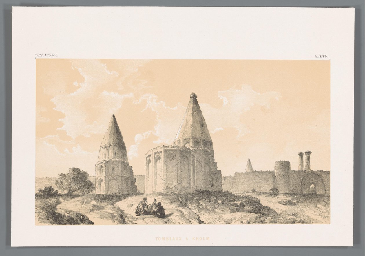 Tumbas en Qom
Tombeaux a Khoum (título del objeto)
Perzische landschappen (título de la serie)
Perse moderne (título de la serie) de Eugene Flandin