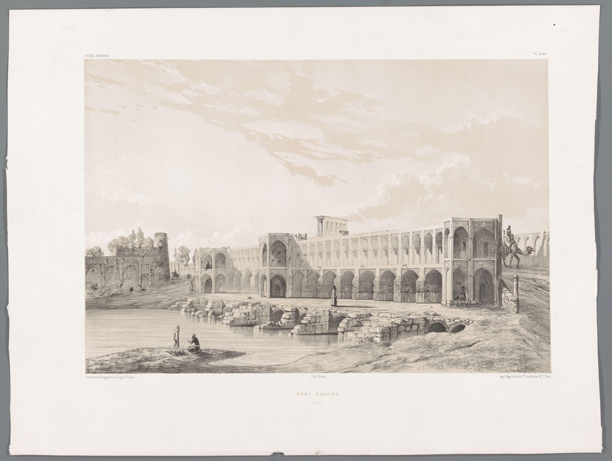 Puente Khaju de Pol-e Khaju en Isfahan
Pont Kadjiou Chiraz (título del objeto)
Perzische landschappen (título de la serie)
Perse moderne (título de la serie) de Eugene Flandin