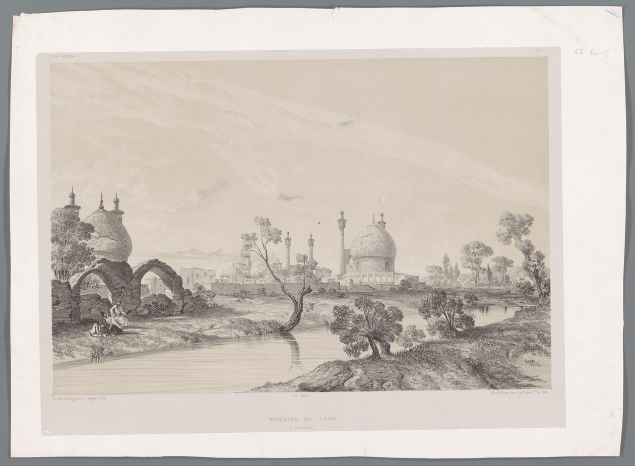 Mezquita del Sha o Mezquita del Rey en Isfahan
Mosquée du Châh (Ispahan) (título en el objeto)
Paisajes persas (título de la serie)
Perse moderne (título de la serie) de Eugene Flandin