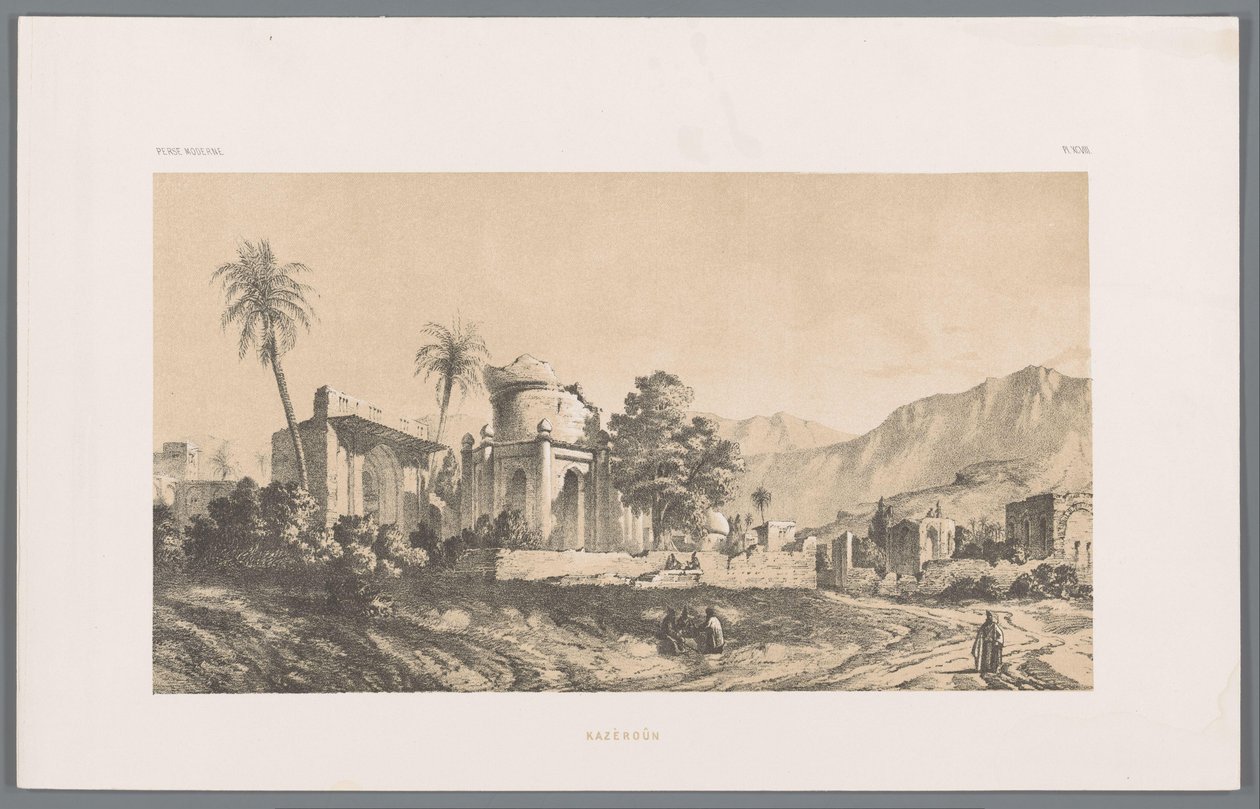 Ruinas de Bishapur
Kazèroûn (título en el objeto)
Paisajes persas (título de la serie)
Perse moderno (título de la serie) de Eugene Flandin