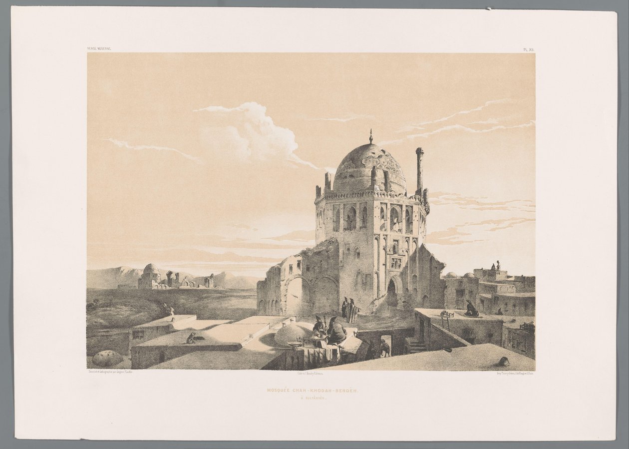 Mezquita Shah Khoda en Soltaniyeh
Mosquée Chah-Khodah-Bendèh à Sultânyèn (título del objeto)
Perzische landschappen (título de la serie)
Perse moderne (título de la serie) de Eugene Flandin