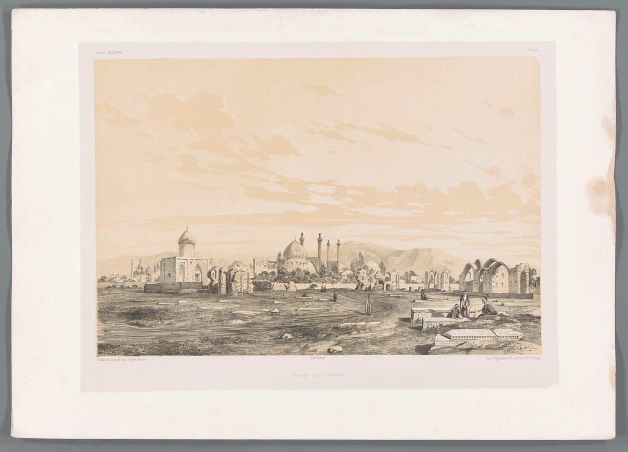 Takht-e-Foulad, cementerio de Isfahan
Champ des morts Ispahan (título en el objeto)
Paisajes persas (título de la serie)
Perse moderne (título de la serie) de Eugene Flandin