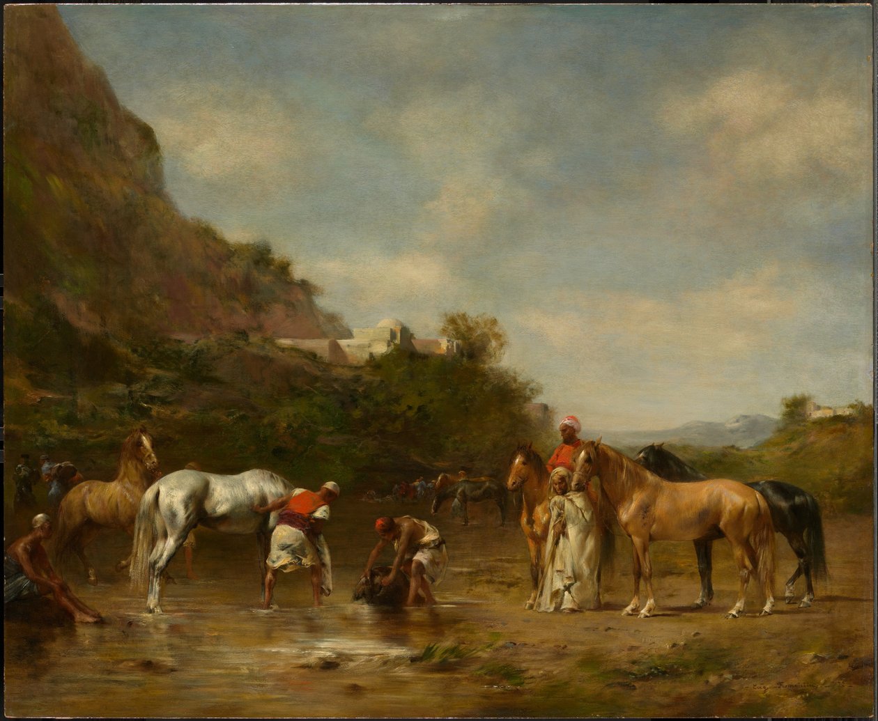 Árabes abrevando a sus caballos de Eugène Fromentin