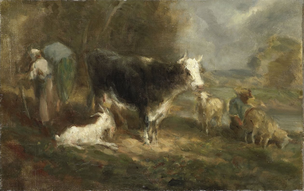 Granja con ganado de Eugene Fromentin