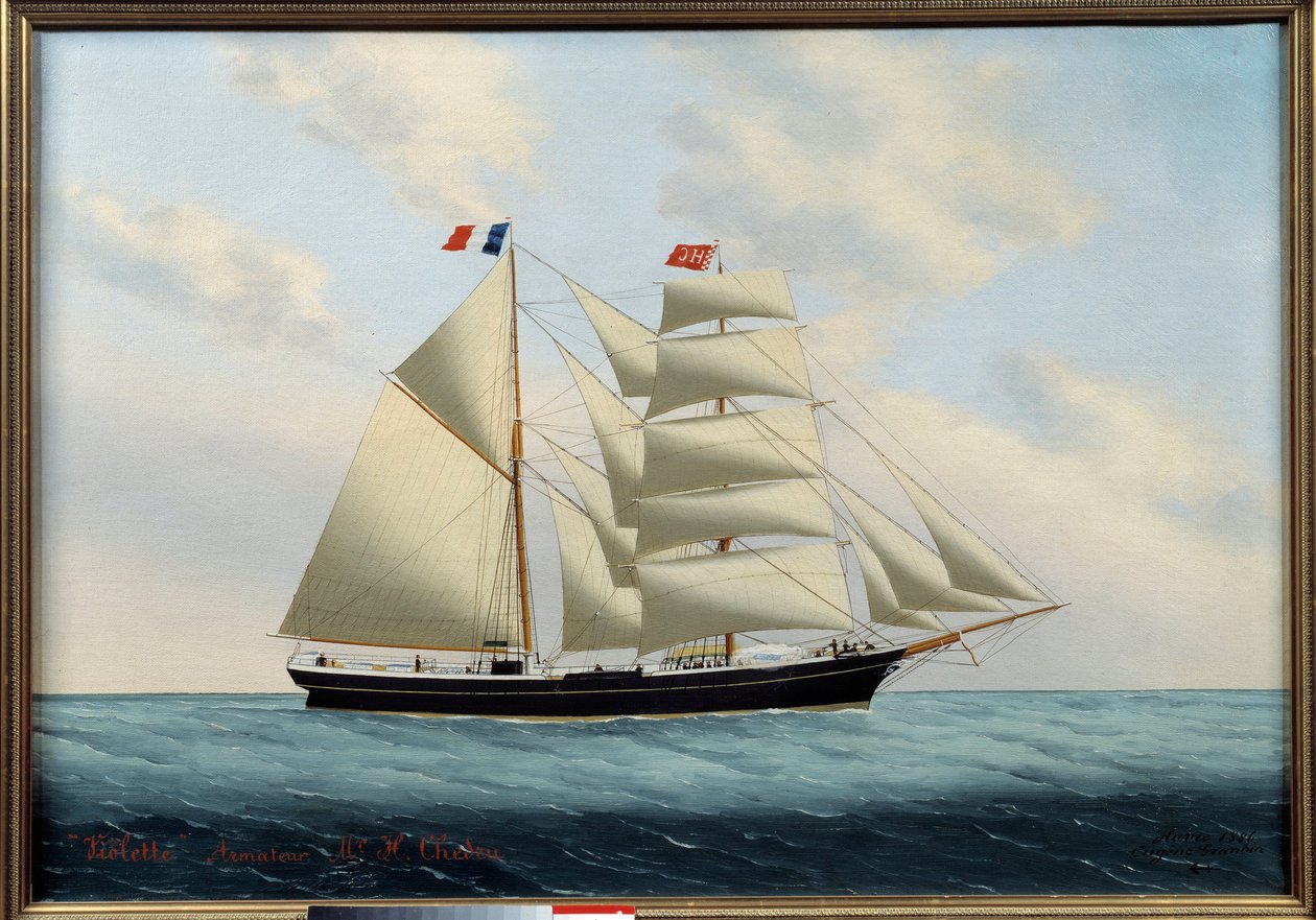El bergantín Violeta. Pintura de Eugene Margueritte-Grandin conocido como Eugene Grandin (1833-1916) de Eugene Grandin