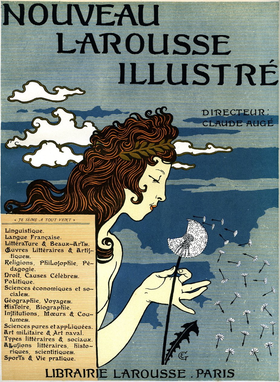 Primera página del Nouveau Larousse ilustrado (diccionario en siete volúmenes publicado entre 1897 y 1904) de Eugene Grasset