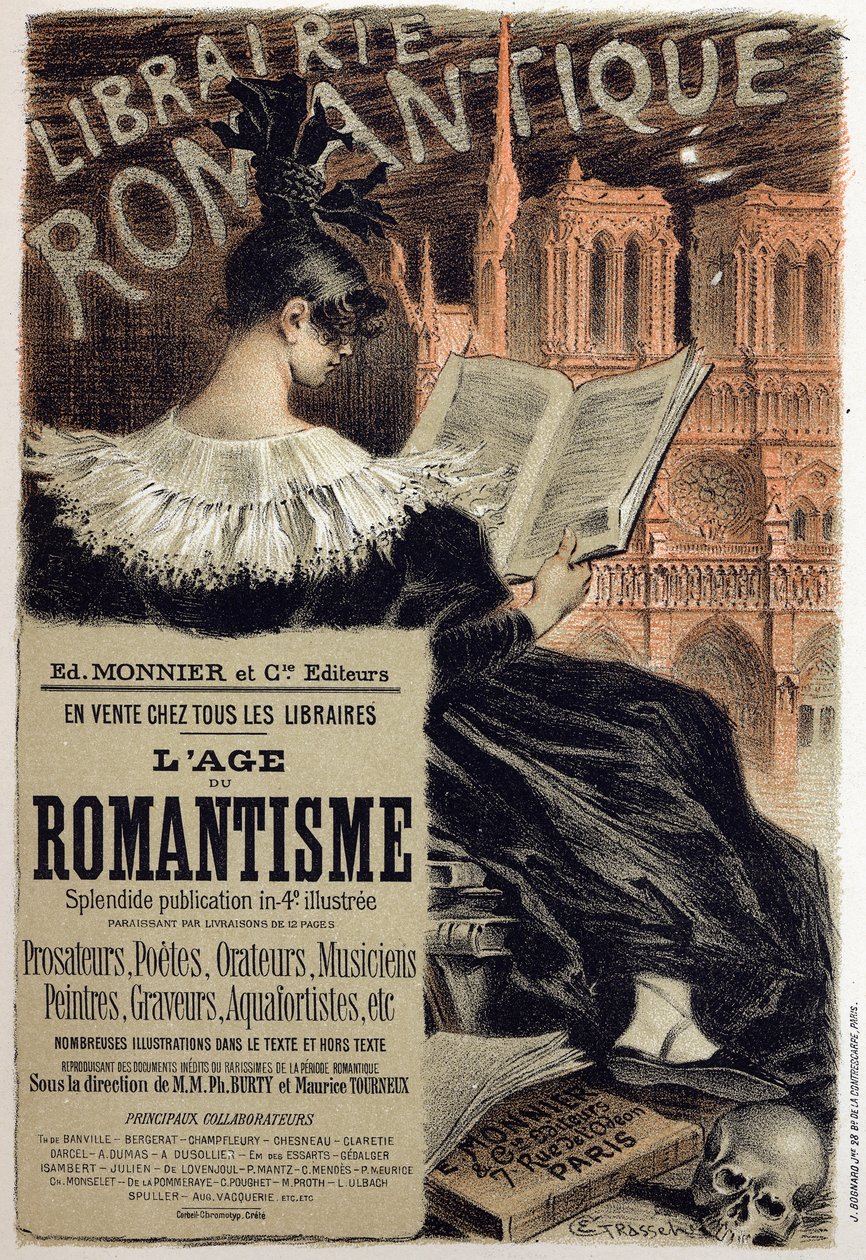 Literatura. Librería romántica. Póster de Eugene Grasset para el editor Monnier, Francia, c.1890 de Eugene Grasset