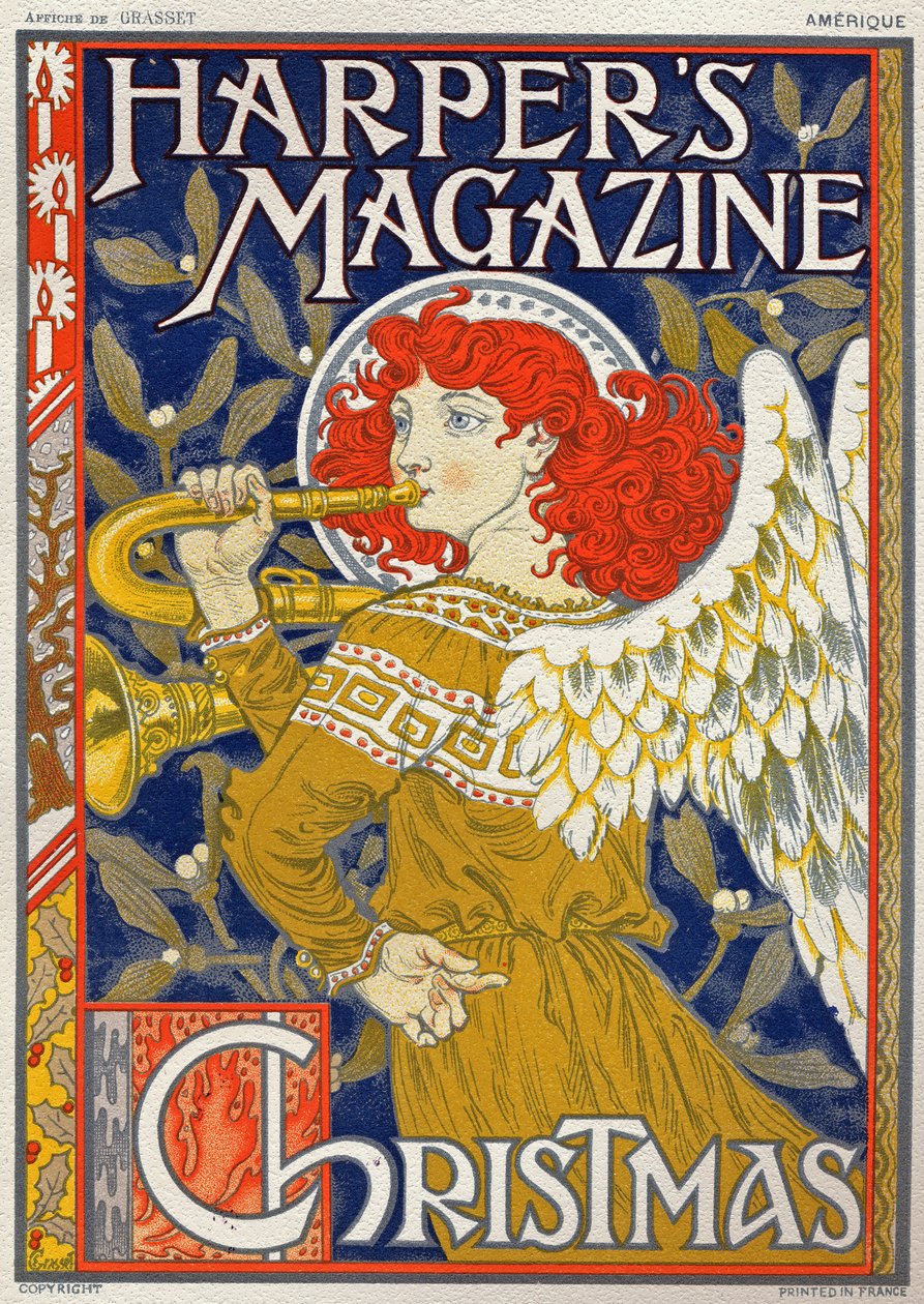 Religión. Ángel de Navidad. Póster de Eugene Grasset para Harper
