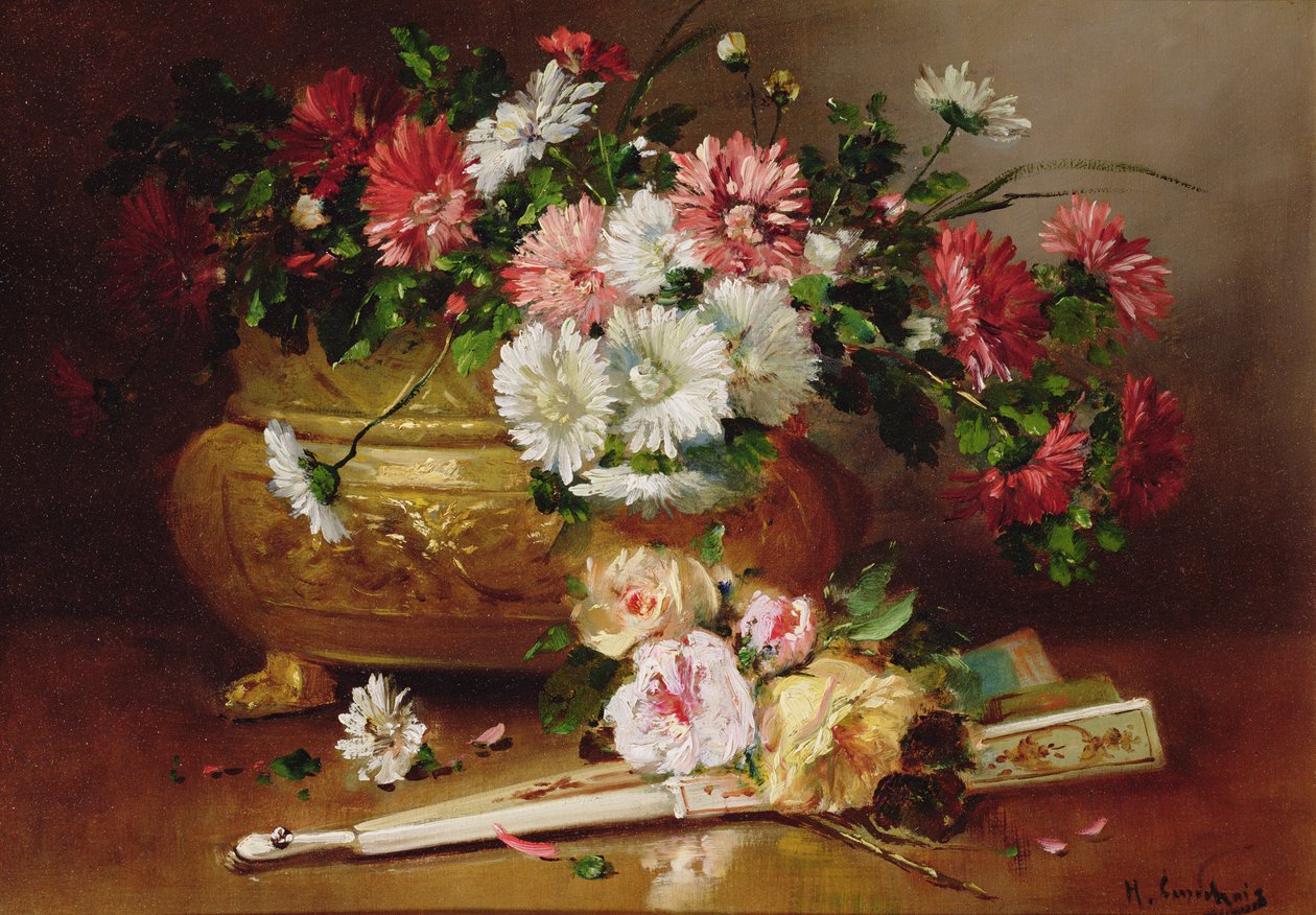 Naturaleza muerta con un abanico de Eugene Henri Cauchois