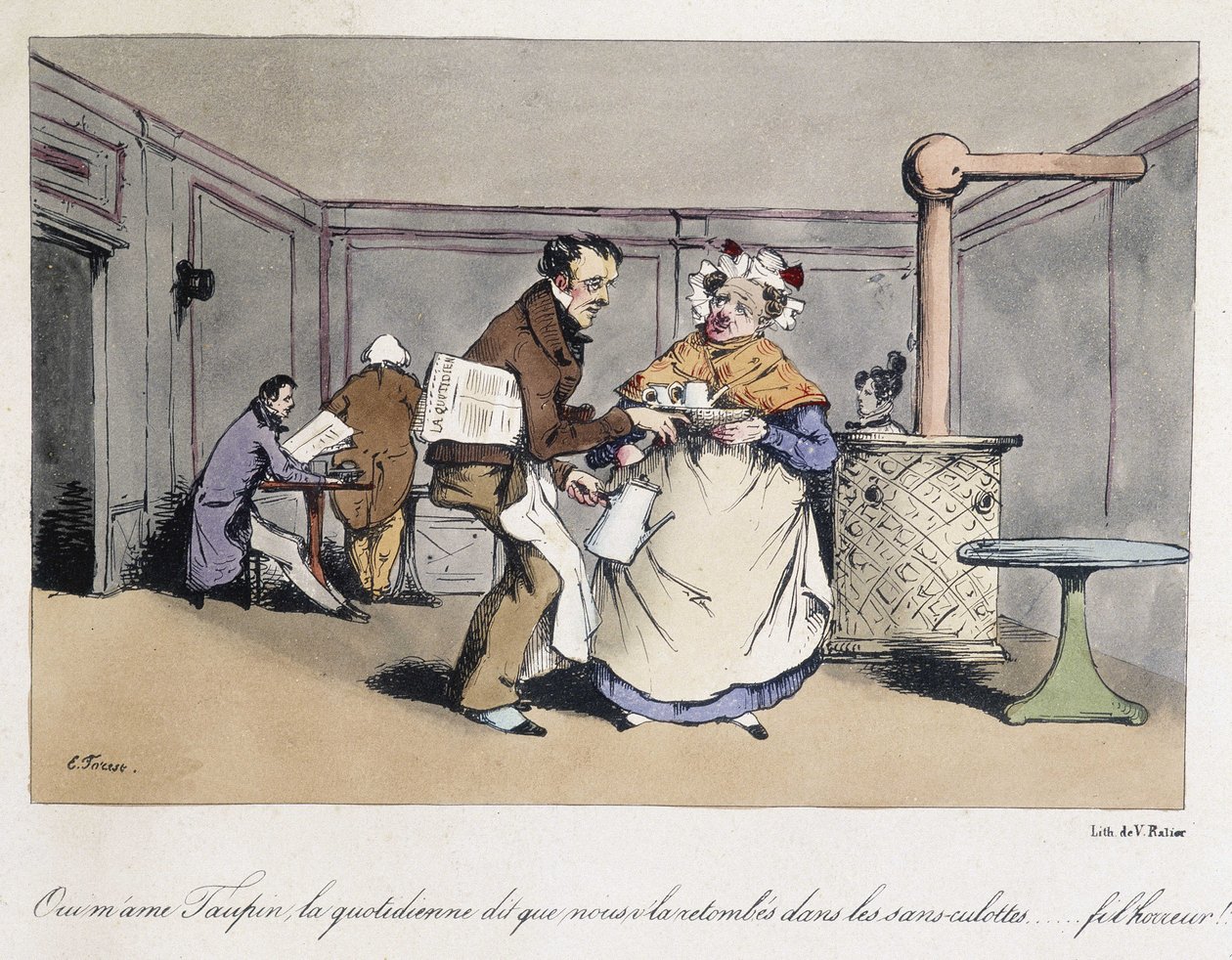 Caricatura de un bosque en un café francés. de Eugene Hippolyte Forest