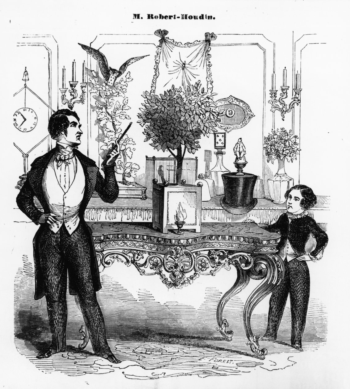 Jean Eugene Robert-Houdin explicando un juguete mecánico de Eugene Hippolyte Forest