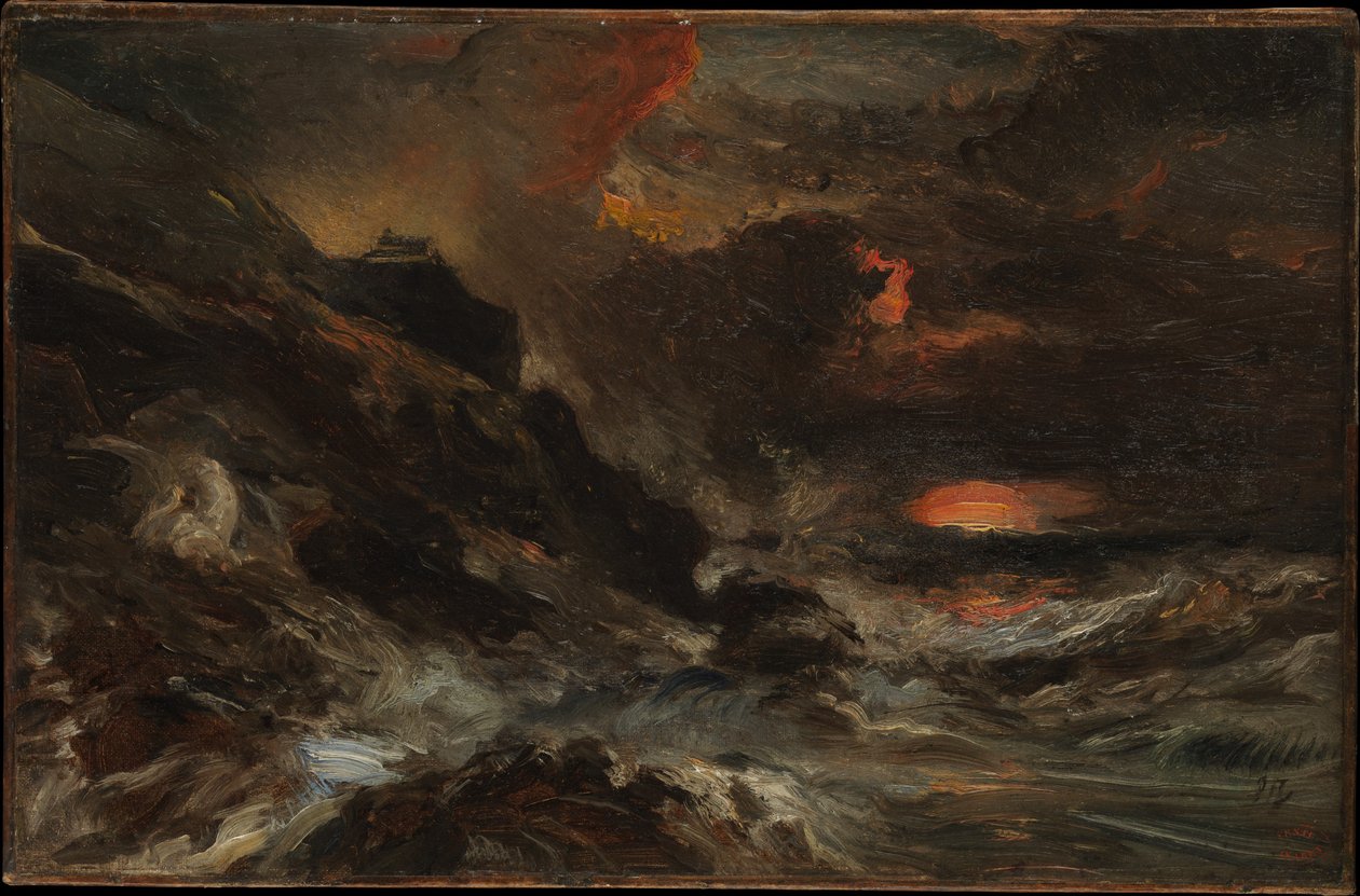 Una tormenta frente a la costa de Normandía de Eugene Isabey
