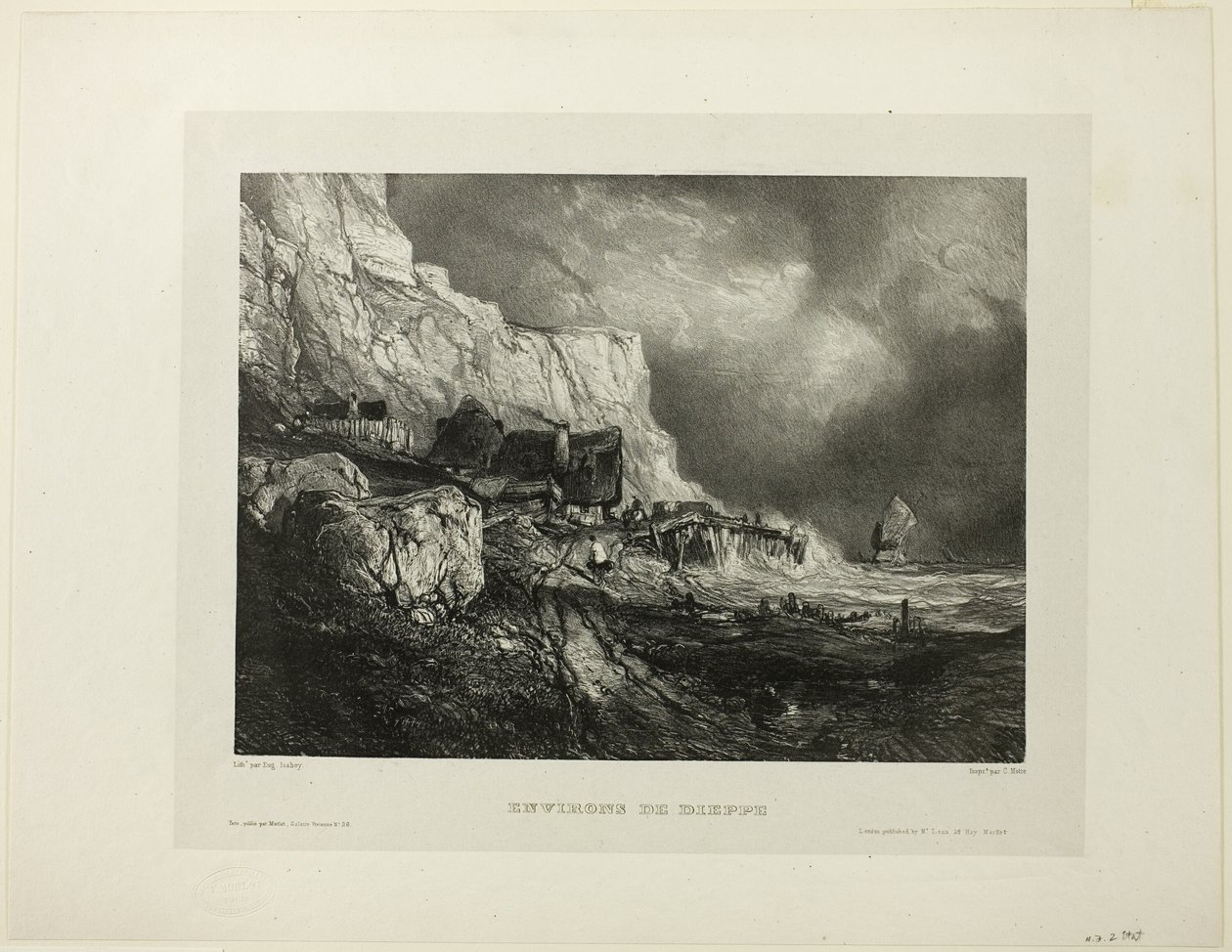 Cerca de Dieppe, placa uno de Seis Marinas de Eugene Isabey