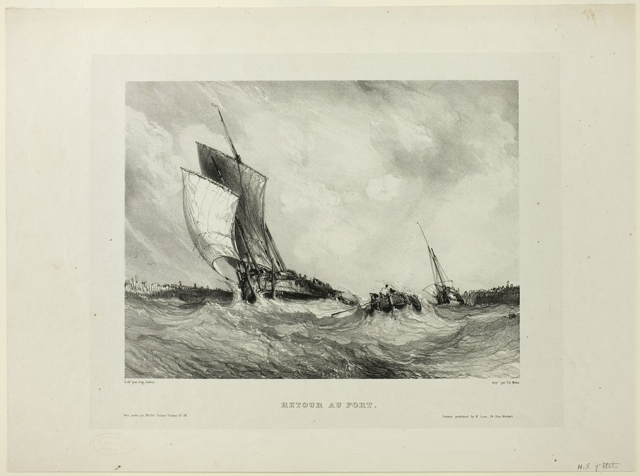 Regreso al puerto, placa dos de Seis marinas de Eugene Isabey