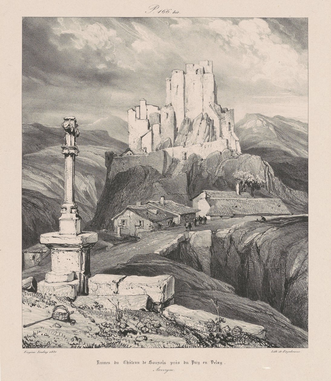 Ruinas del castillo de Bouzols, cerca de Puy-en-Delay de Eugene Isabey
