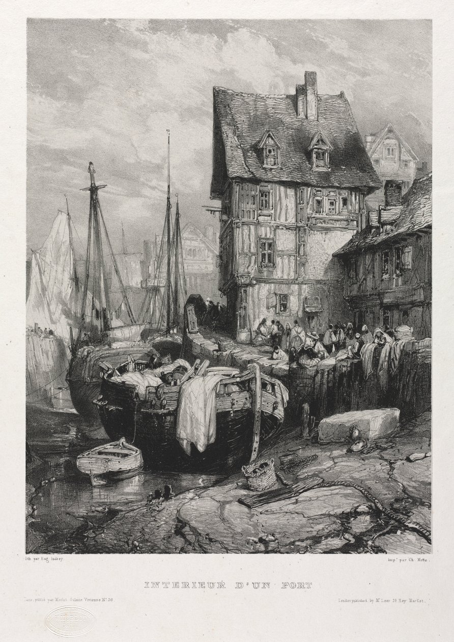 Seis marinas: Interior de un puerto, 1833 de Eugene Isabey