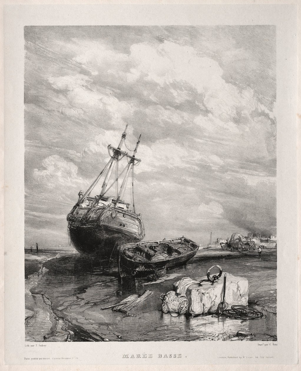 Seis marinas: Marée basse, 1833 de Eugene Isabey