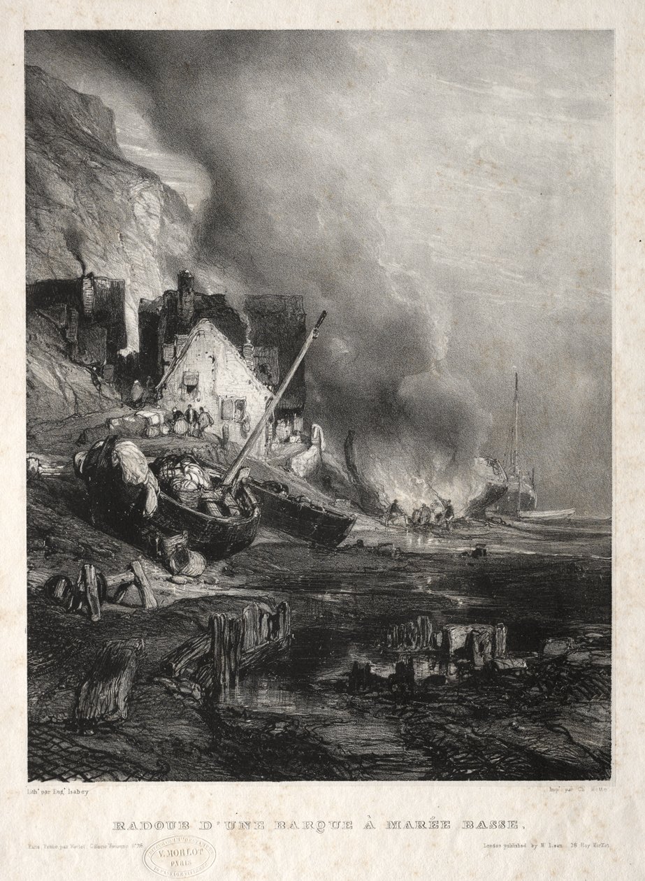 Seis marines: Radoub de una barca a marea baja de Eugene Isabey