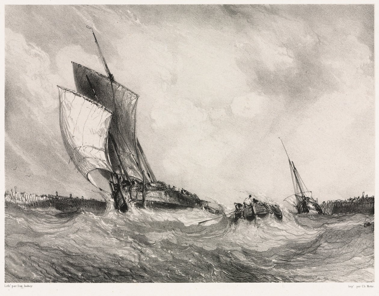 Seis marines: Regreso al puerto, 1833 de Eugene Isabey