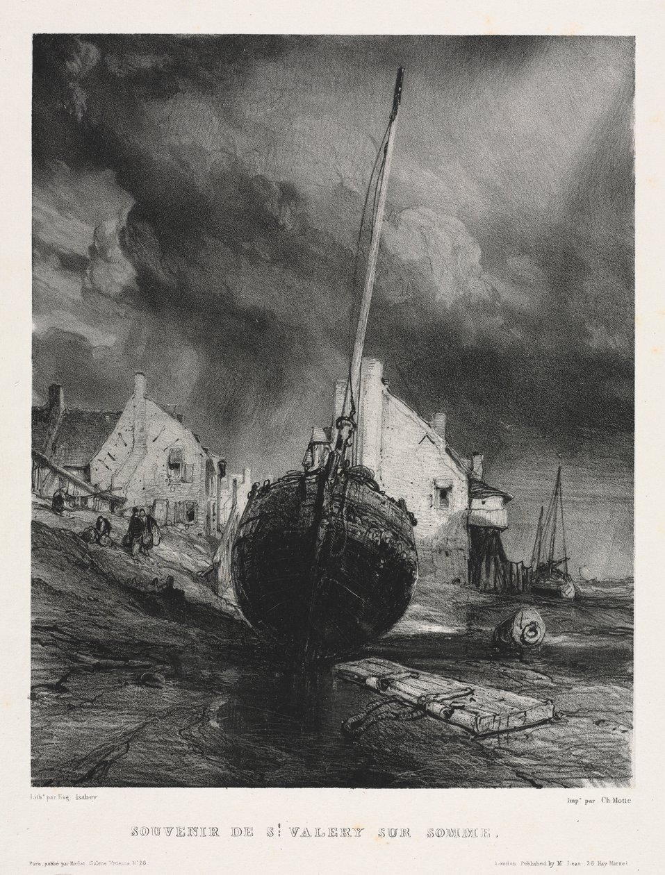 Seis marines: Recuerdo de Saint Valéry sur Somme, 1833 de Eugene Isabey