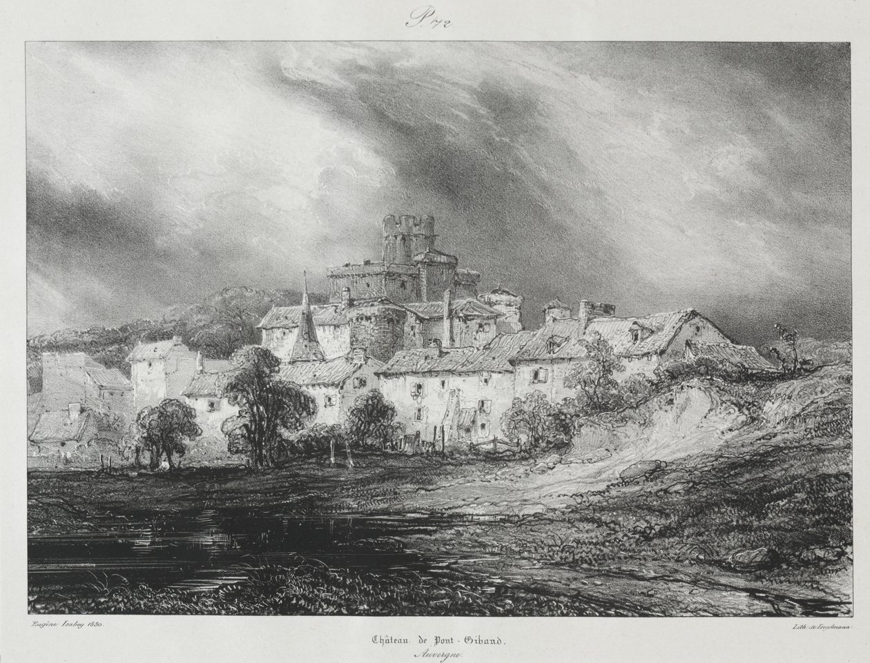 Viajes Pintorescos y Románticos en la Antigua Francia, Auvernia: Castillo de Pont-Gibaud de Eugene Isabey