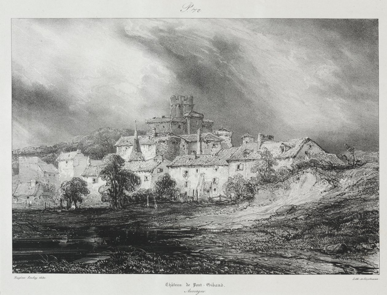 Viajes Pintorescos y Románticos en la Antigua Francia, Auvernia: Castillo de Pont-Gibaud de Eugene Isabey