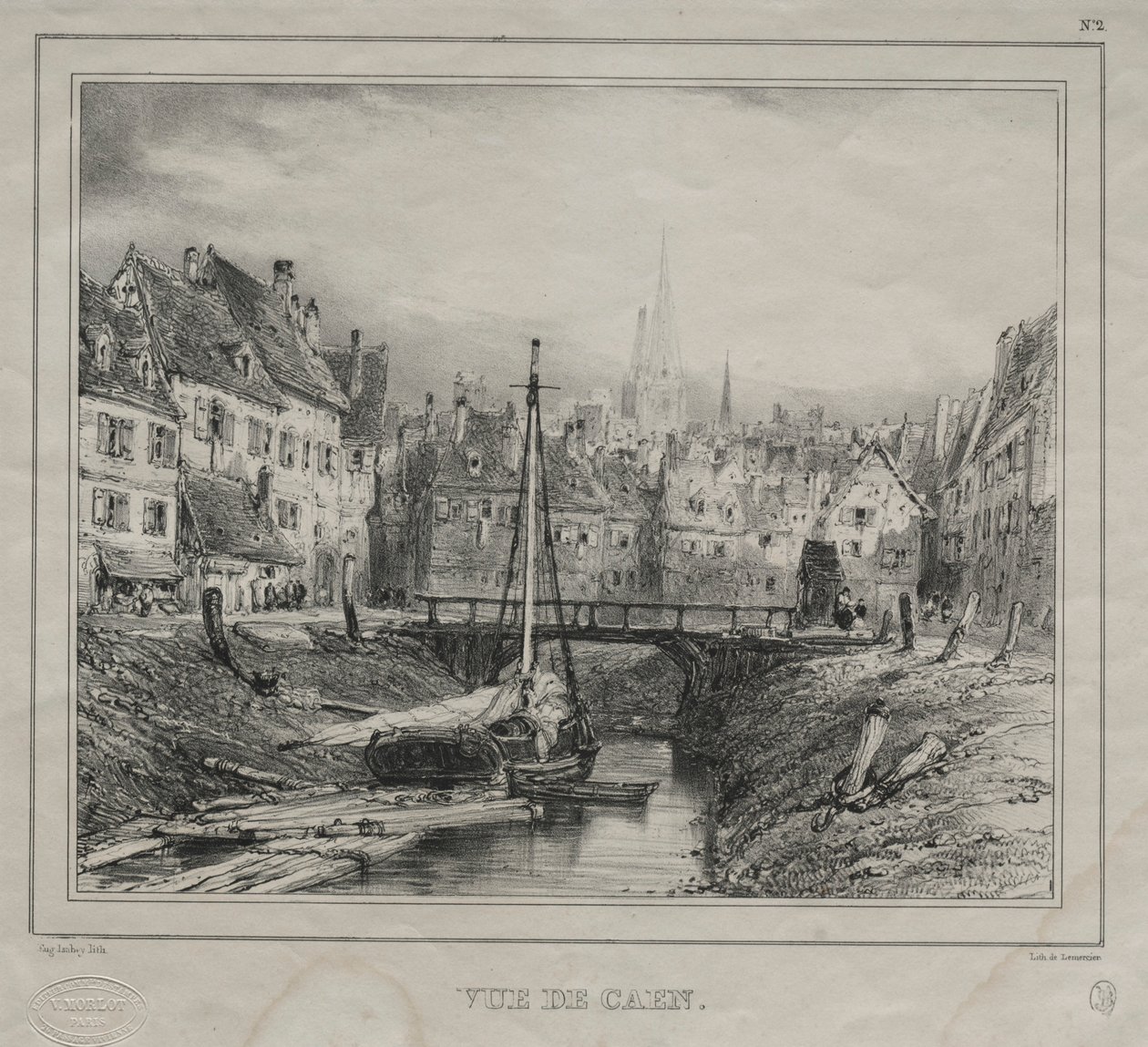 Vista de Caen, 1832 de Eugene Isabey