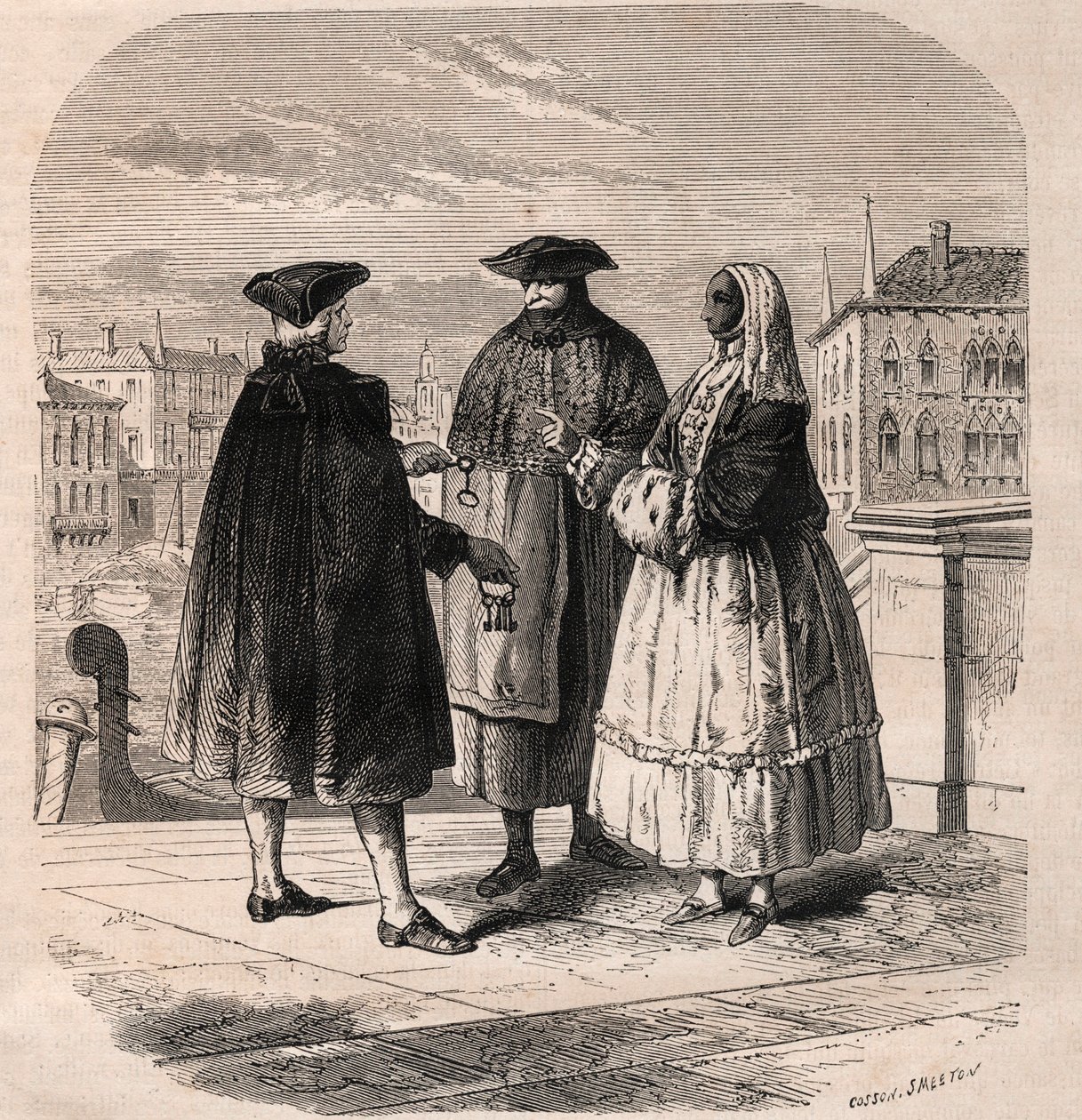 El arrendatario de las salas de teatro en Venecia - dibujo de Viollat por Gaetano Zompini (1700-1778) - Los oficios de Venecia de Eugene Joseph (after) Viollat