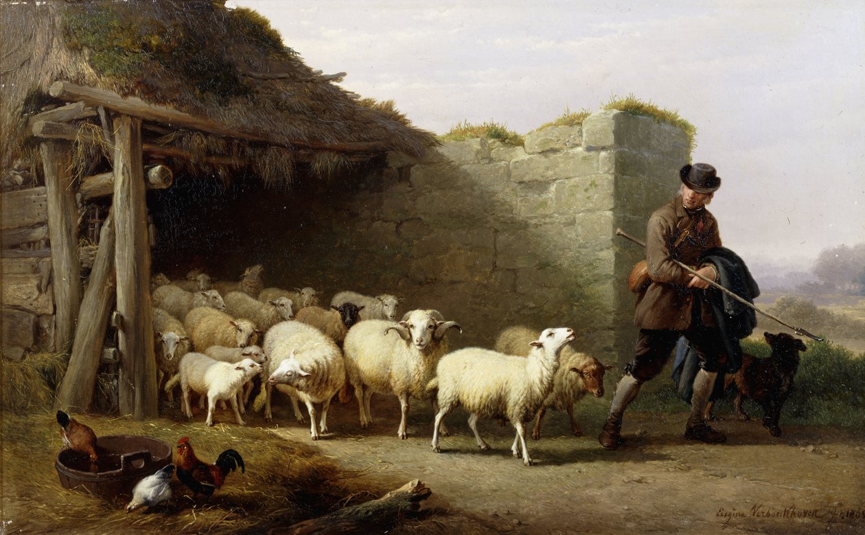 Un pastor y su rebaño, 1862 de Eugene Joseph Verboeckhoven