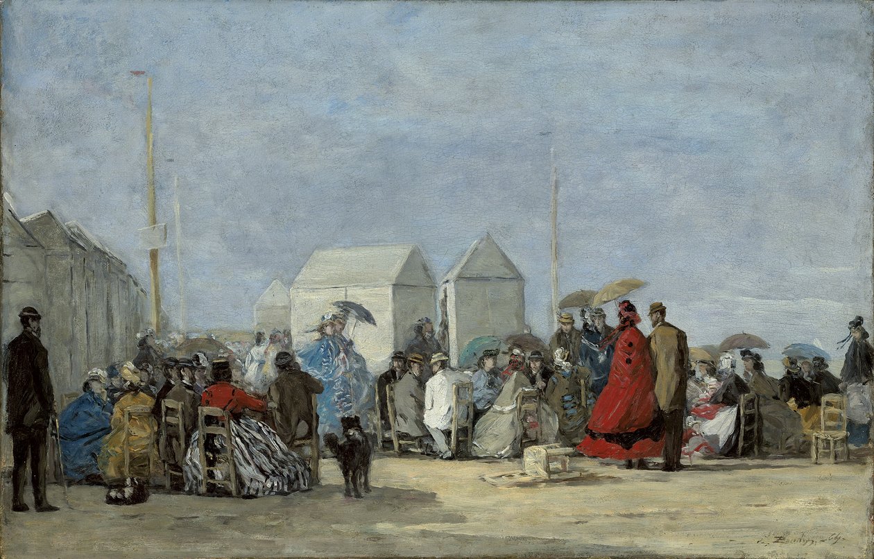 Escena de playa en Trouville, 1864 de Eugene Louis Boudin