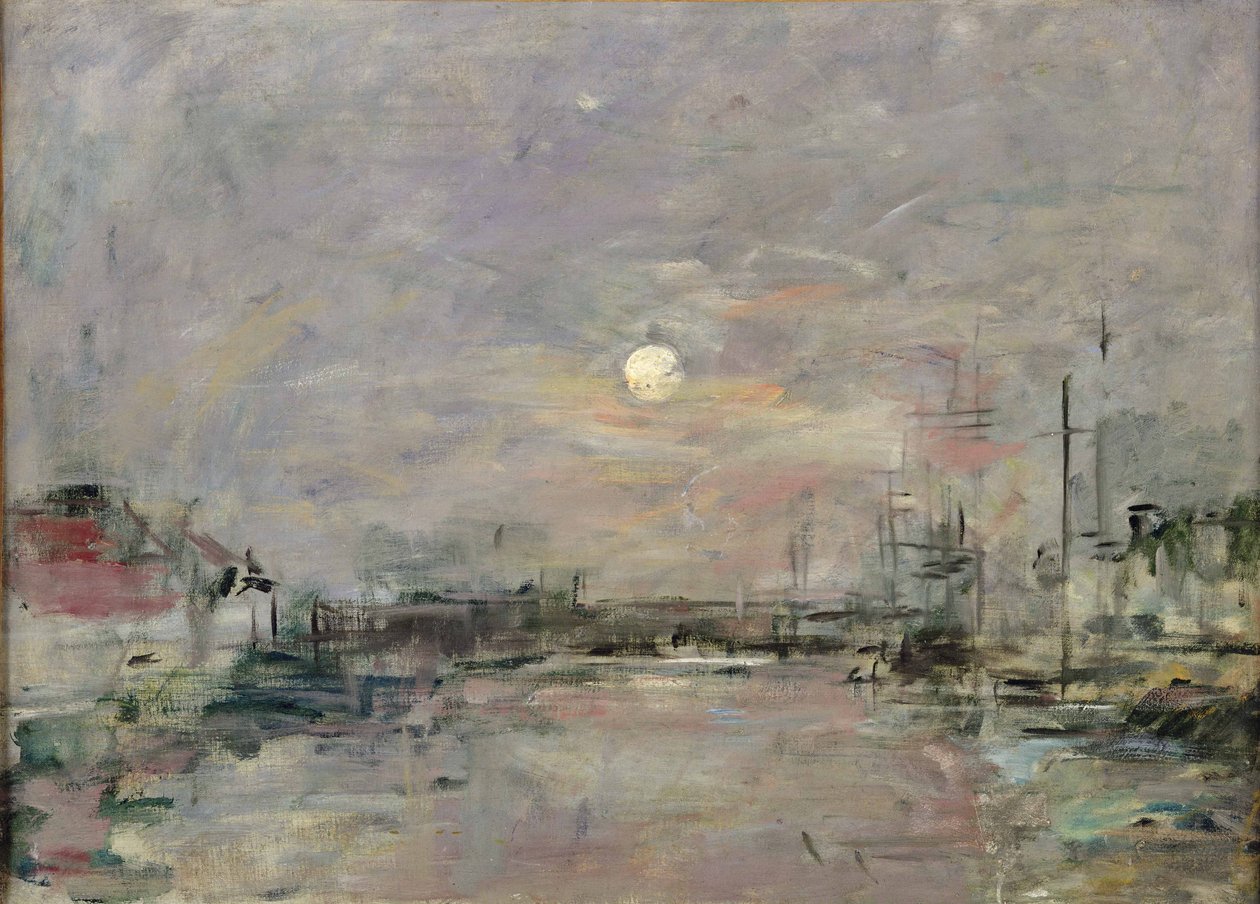 Anochecer en el muelle comercial de Le Havre, c.1892-94 de Eugene Louis Boudin