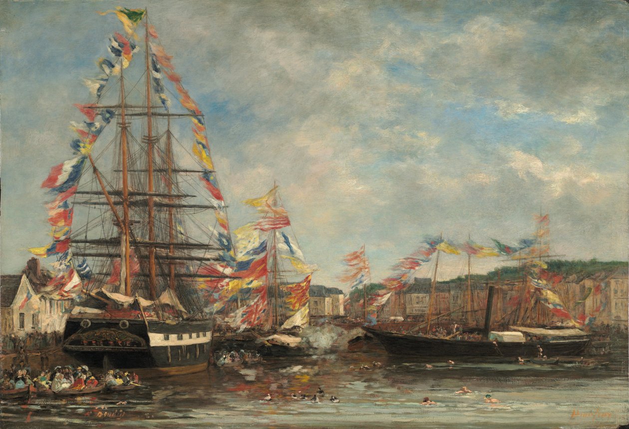 Festival en el Puerto de Honfleur, 1858 de Eugene Louis Boudin