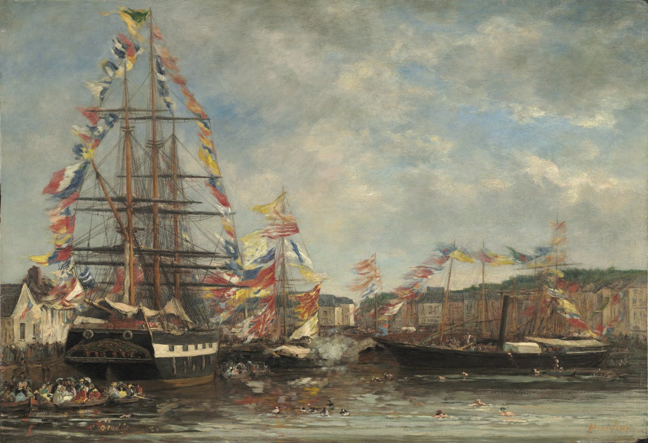 Festival en el puerto de Honfleur, 1858 de Eugene Louis Boudin