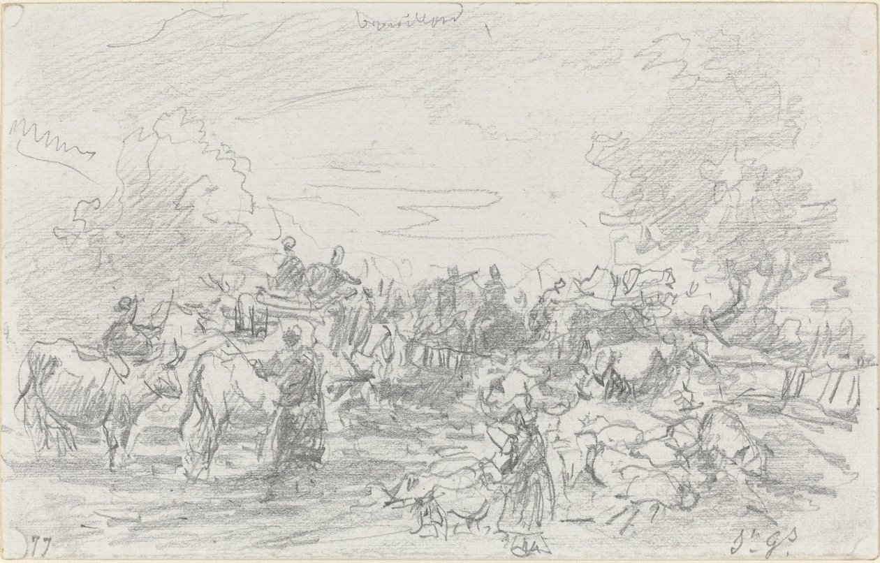 Rebaños cruzando un arroyo de Eugene Louis Boudin