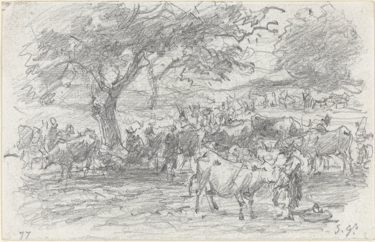 Pastores y ganado, 1877 de Eugene Louis Boudin